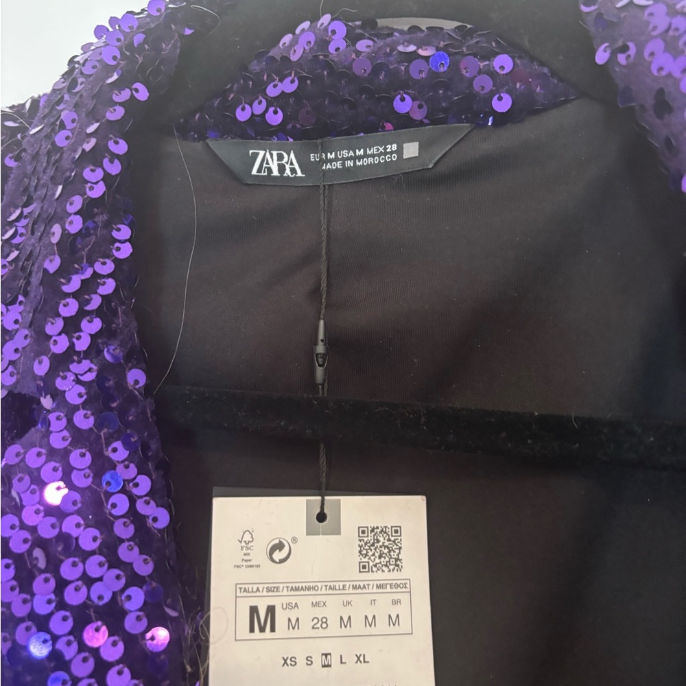 Zara Vivid Purple Sequin mini dress